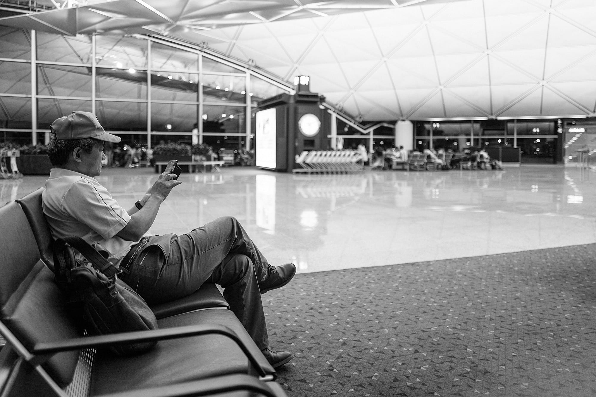 Japanese Traveler in Hong Kong Airport
